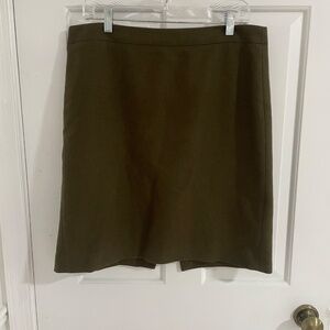 J. Crew Wool Pencil Skirt in Dark Green
